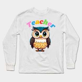 Teacher cartoon owl Long Sleeve T-Shirt